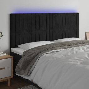 3122730 vidaXL Tăblie de pat cu LED, negru, 200x5x118/128 cm, catifea