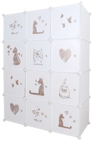 Dulap modular pentru copii, model alb   maro pentru copii, KITARO
