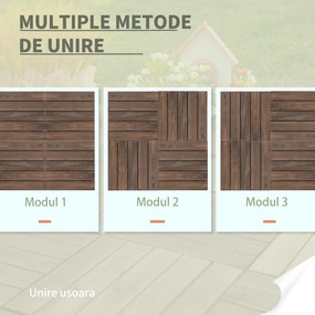 Outsunny dale exterior din lemn, 27 bucati, 30x30x2.5 cm maro  | Aosom Romania