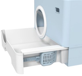 PawHut Litieră închisă pentru pisici cu tavă detașabilă și lopățică, 52 x 41 x 38,5 cm, albastru | Aosom Romania