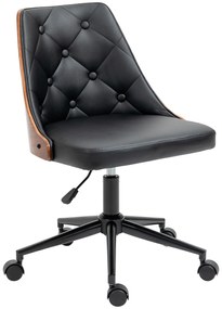 Vinsetto Scaun de Birou cu Înălțime Reglabilă și Basculare pentru Dormitor Birou 53x62x77-87 cm Negru și Lemn | Aosom Romania