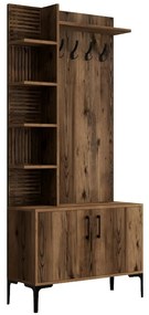 Cuier cu rafturi pentru pantofi și rafturi ViyanaWalnut