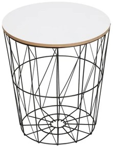 MASA ROTUNDA CU COS DEPOZITARE, MDF, BAZA METALICA, NEGRU SI ALB, 26.5 35X40 CM, RINO, SPRINGOS