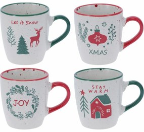 Set de 4 căni din ceramică Let It Snow 200 ml