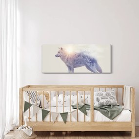 Tablou - Lupul arctic oglindit în peisaj sălbatic (120x50 cm)