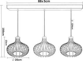 Globo 33370319 - Lustră suspendată pe cablu MATEO 3xE27/40W/230V bej