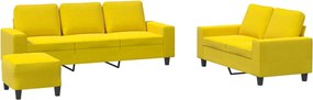 vidaXL Set de canapele, 3 piese, galben deschis, textil