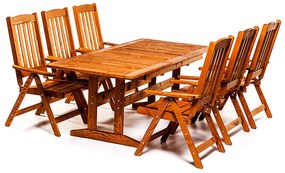Set mobilier gradina pliabil si extensibil Bonaza, 210 cm, cires, 6 pers.
