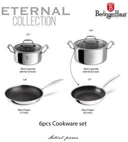 Set oale si tigai inox 6 piese Eternal Berlinger Haus BH8517, compatibile inductie si cuptor