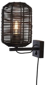 Aplica de perete eco din ratan Tanami tube S, bl
