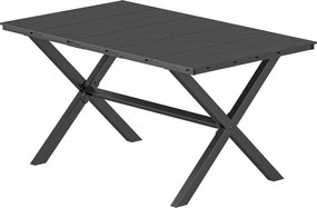 Outsunny Masă de grădină pentru 6 persoane cu suprafață din lamele HDPE și structură metalică 150x90x74 cm negru | Aosom Romania