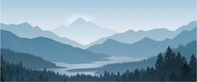 Tablou - Munții cu privirea graficeanului (120x50 cm)