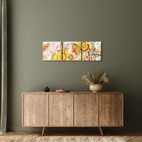 Tablou - Floarea-soarelui,pictură (cu ceas) (90x30 cm)