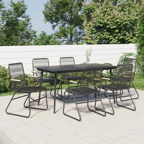 3060270 vidaXL Set mobilier de grădină, 7 piese, negru, ratan PVC