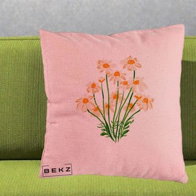 Perna Decorativa Margarete Camp, 40x40 cm, Roz, Husa Detasabila, Perna Inclusa, BEKZ®