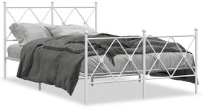 376566 vidaXL Cadru de pat metalic cu tăblie, alb, 120x190 cm