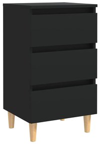 805889 vidaXL Noptieră cu picioare lemn masiv, negru, 40x35x69 cm