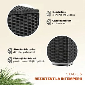 Ladă de depozitare din poliratan RICCO, 318L, 75x75x70 cm, negru Casaria