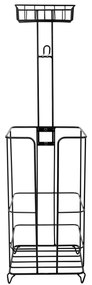 Suport hârtie igienică cu raft, metal/negru, MERDO
