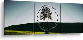 Tablou cu natura - copac (cu ceas) (90x30 cm)