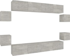 vidaXL Set dulap TV, 8 piese, gri beton, lemn prelucrat