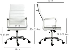 Vinsetto Scaun de birou ergonomic din piele ecologică, cu rotire și balans, 54x62x104-114 cm, alb | Aosom Romania