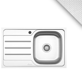 Chiuveta Sanobi, 1 Cuva dreapta, Inox texturat, pe blat, 80 x 50 cm