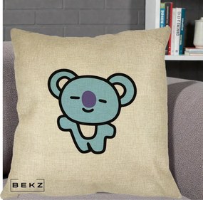 Perna Personalizata BT21 Koya Kawaii, 40x40 cm, Crem, Husa Detasabila, Perna Inclusa, BEKZ®