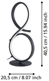 Lampă LED de masă Eglo 901269 SERPINS LED/11,4W/230V 3000K negru