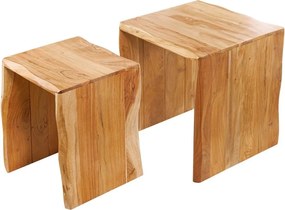 Set de 2 masute din lemn de salcam MAMMUT