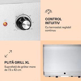 Klarstein Grillmeile 4400, grătar electric, Plancha, 2x2200W, placă de grătar din oțel inoxidabil