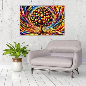 Tablou – Arbore colorat cu mere (90x60 cm)