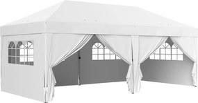 Outsunny Pavilion de grădină exterior pliabil 3 x 6 m cu 6 panouri laterale, sac de transport inclus, alb | Aosom Romania