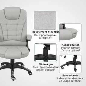 Vinsetto Fotoliu de birou cu funcție de masaj și încălzire, scaun de birou cu înălțime reglabilă, spătar inclinabil și telecomandă gri | Aosom Romania