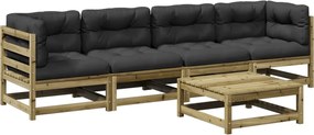 vidaXL Set mobilier de grădină cu perne, 5 piese, lemn de pin tratat