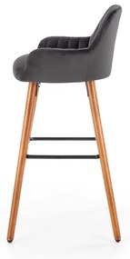 Scaun bar catifea H-93 gri inchis - H 98 cm