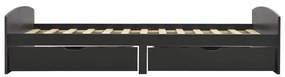 Cadru de pat cu 2 sertare, gri, 90x200 cm, lemn masiv pin Gri