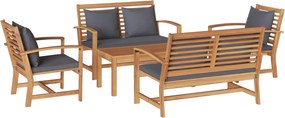 vidaXL Set de canapele pentru grădină 5 pcs natural Lemn solid de tec