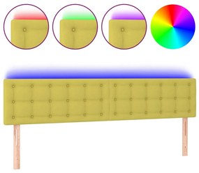Tablie de pat cu LED, verde, 200x5x78 88 cm, textil 1, Verde, 200 x 5 x 78 88 cm