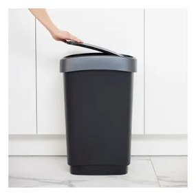 Coș de gunoi negru/argintiu din plastic 50 l Twist – Rotho