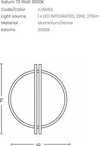 Aplica LED lumina ambientala SATURN 72 WALL 3000K