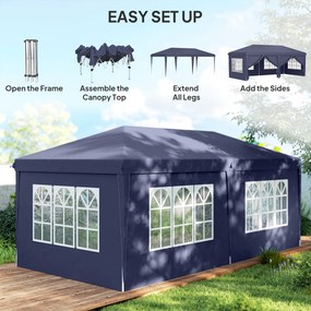 Outsunny Foisor de gradina pliabil pentru exterior cu 6 panouri laterale, 585x295cm albastru | AOSOM RO