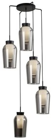 Lustra cu 5 pendule design modern Nora negru/ marmura neagra