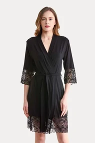 Halat pentru femei ELLIE din bambus S Negru / Black