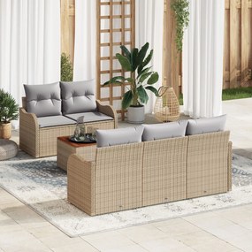 Set de canapele pentru grădină vidaXL cu perne Bej Ratan Poli Acacia