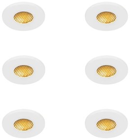 Set de 6 spoturi încastrate moderne pentru baie alb IP54 - Shed Honey