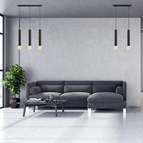 Lustră pe cablu TUBA 3xE27/15W/230V neagră