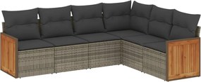 vidaXL Set mobilier grădină cu perne, 6 piese, gri, poliratan