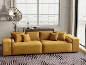 Canapea extensibilă dumonde cu ladă de depozitare si sezut confortabil din spuma high-density, Marbela Zoom Mustar XXL 295x100 cm