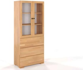 Vitrină lemn masiv TerraCraft Fag 3 Sertare, 80 × 38 × 182 cm - Natural